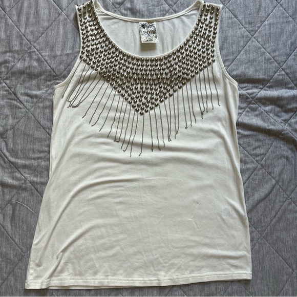 Vocal Brand White Grommet Top M - Picture 4 of 7